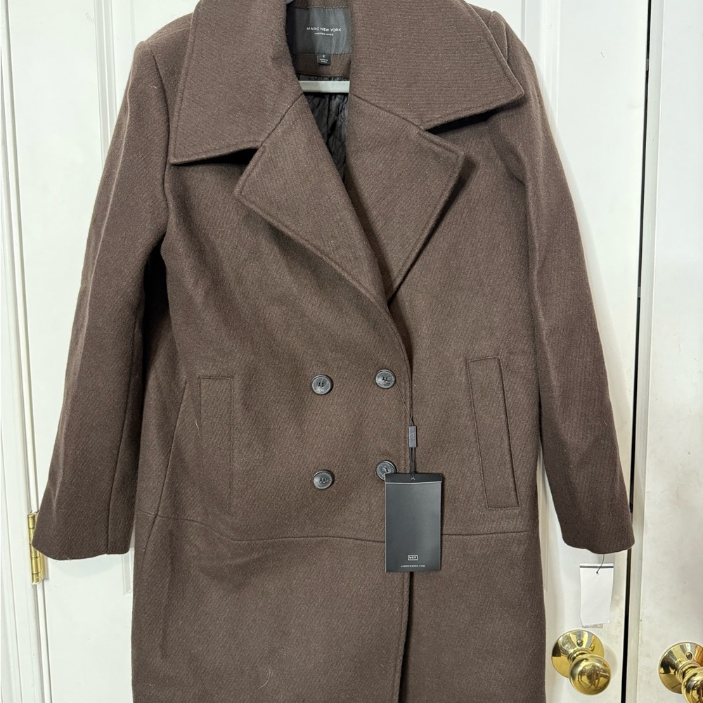 MARC NY ANDREW MARC COAT 52% WOOL WOMENS SIZE 12 BROWN Stylish And Warm NWT